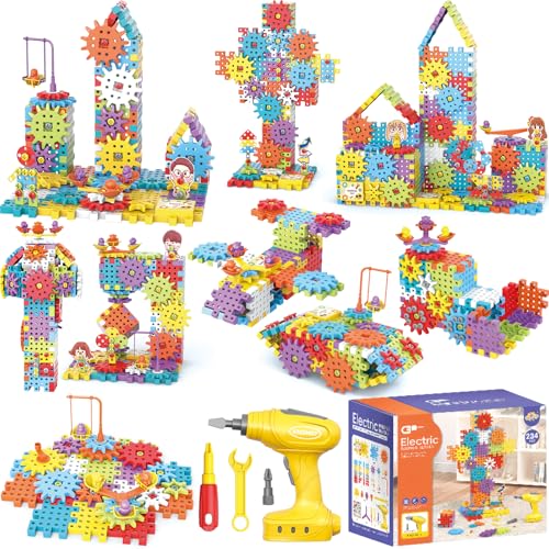 CZOALX Montessori Elektrische Zahnrad-Bausteine, Kinderspielzeug-Set – 234-teiliges Design und Bohrer, Kleinkind-Schrauben, Spielzeug, STEM pädagogisches Konstruktionsspielzeug für Jungen und Mädchen, CZOALX Montessori Elektrische Zahnrad-Bausteine, Kinderspielzeug-Set – 234-teiliges Design und Bohrer, Kleinkind-Schrauben, Spielzeug, STEM pädagogisches Konstruktionsspielzeug für Jungen und Mädchen, von CZOALX