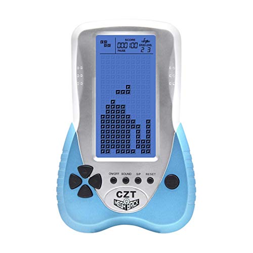 CZT Retro Brick Spielkonsole Blaues Hintergrundbeleuchtung 23 Spiele Tank Battle/Racing Kann Kopfhörer anschließen Puzzle EIN rätsel Tasche Handheld Porable Kinderspielzeug (Blau) von CZT