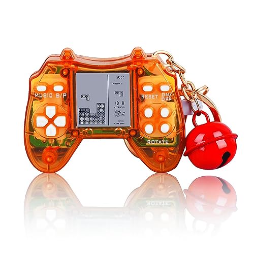 CZT Neue Mini Schlüsselanhänger Ziegel Konsole mit 26 eingebauten Spiel Rucksack Dekorationen nostalgische und gemütliche Puzzle Kinder Mädchen Geschenke Retro Handheld Spielkonsole (Gelb) von CZT