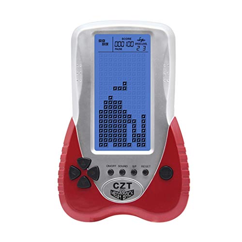 CZT verbesserte Version der Großbild-Backstein-Spielekonsole mit Einstellbarer Blauer Hintergrundbeleuchtung, Plug-in-Headset, 23 Spiele, Puzzle, wiederaufladbares Kindergeschenk(Rot) von CZT
