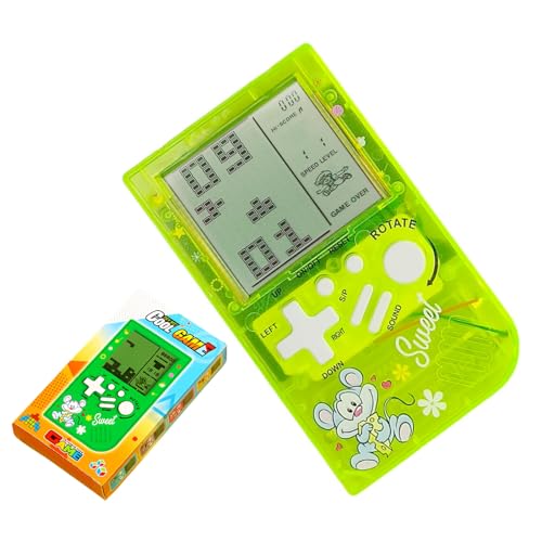 CZT Niedliche Blockspielkonsole 23 Ziegelspiele Retro Kinderspielkonsole Schülerspielgerät Puzzle-Handkonsole Elektronische Würfelspiele Kompakte tragbare Mädchen (Green) von CZT