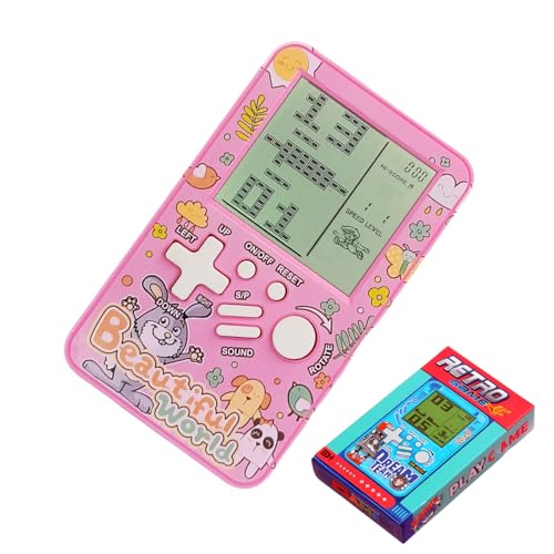 CZT Poket-Block-Spielekonsole Eingebaute mehrere Klassische Retro-Steinspiele Elektronische Handheld-Studentenspielmaschine Spielplayer Tragbares Spielgerät Kinder Mädchen (Pink) von CZT
