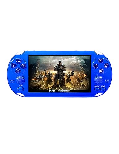 CZT Videospielkonsole 4,3 Zoll 8GB Eingebaute 2100 Kostenlose Spiele für Mehrere Simulatoren Handheld-Spielkonsole Video-/Musik-TV-Ausgang Spiel kann Archiviert (blau) von CZT