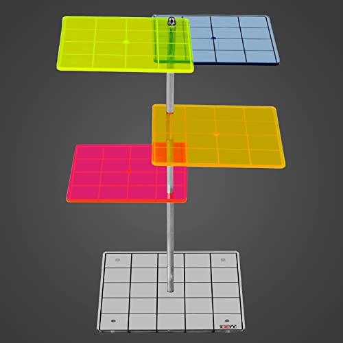 3D-Kampferhöhungs-Set, farbiges Acryl, verbunden durch Metallsäulen, fliegender Miniatur-Flugständer mit 2,5 cm quadratischem Raster, großer Platz für Kriegsspiele, für D&D und andere Tisch-RPG von CZYY
