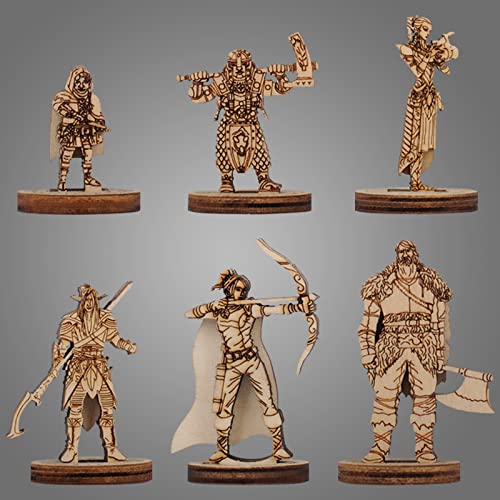 D&D Fantasy Miniatur-Starter-Set, 2,5 D, Holz, lasergeschnitten, 28 mm, 6 Stück, ideal für Dungeons und Dragons, Pathfinder und andere Tisch-Rollwagen D&D Fantasy Miniatur-Starter-Set, 2,5 D, Holz, lasergeschnitten, 28 mm, 6 Stück, ideal für Dungeons und Dragons, Pathfinder und andere Tisch-Rollwagen von CZYY