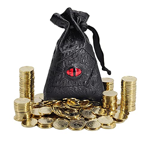 DND Fantasy Coins 50 Antique Gold Metal Treasure -Token mit Lederbeutel - Gaming -Beute, Accessoires und Requisiten für Dungeons und Drachen, Tischplatten, Brett oder Kartenspiel, LARP und Cosplay DND Fantasy Coins 50 Antique Gold Metal Treasure -Token mit Lederbeutel - Gaming -Beute, Accessoires und Requisiten für Dungeons und Drachen, Tischplatten, Brett oder Kartenspiel, LARP und Cosplay von CZYY