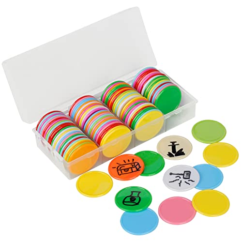 DND Wet & Dry Erase Tokens Set mit 100 bunten Blanko-Zählern – 3,8 cm anpassbare und wiederverwendbare Spielscheiben für Dungeons & Dragons, MTG, Bingo-Clips und alle Tisch-RPGs von CZYY