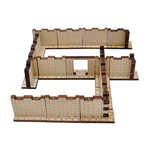 Dungeon Brick Walls Holzfliesen, lasergeschnitten, 5,1 x 2,5 cm, modulare 3D-Geländefliesen, 28 mm Maßstab, perfekt für D&D, Dungeons & Dragons, Wargames und andere Tisch-RPG, 16 Stück von CZYY