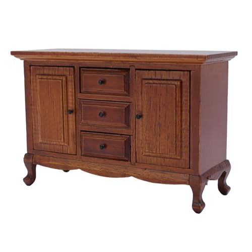 1:12 Skala Dollhouse Storage Cabinet Realistische Miniatur 2 Türen 3 Schubladen Holzpuppenhausmöbel von CaCaCook