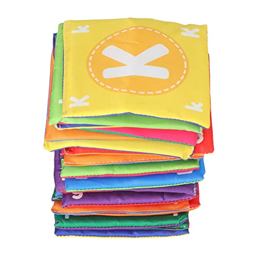 26 Stück Baby-Stoffbücher mit Tragetasche, Weicher Stoff, Kleinkind-Puzzlekarten, Früherziehungsspielzeug (Farbtyp) von CaCaCook