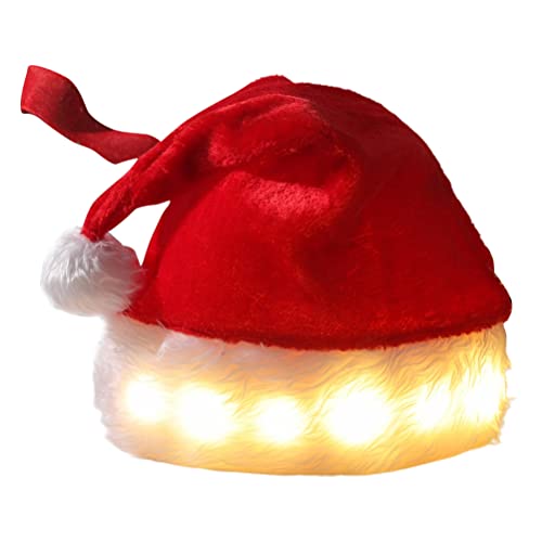 CaCaCook Leuchtende Weihnachtsmütze, LED-Weihnachtsmannmütze, lustige Weihnachtsmütze, Plüsch-Kunstfell, Weihnachtsmütze für Jugendliche und Erwachsene, Weihnachtsgeschenke, 48 cm x 35 cm von CaCaCook