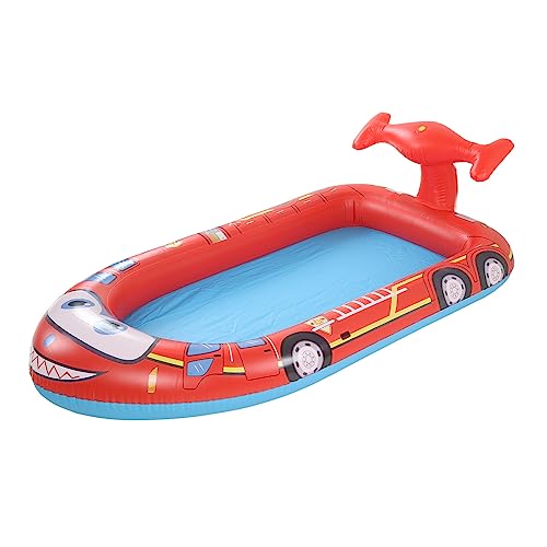 CaCaCook Spritzbrunnen Spielzeug Aufblasbare Sprinklerpool PVC Süßes Wasserspray Pad Spritzbrunnen Spielzeug für Garten Im Freien (Feuerwehrwagen) von CaCaCook