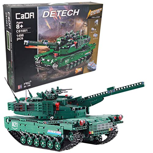 CaDA C61001 2in1 Set Amerikanischer M1A2 SEP Abrams Ferngesteuerter Kampfpanzer 1:42 (47cm,) kompatibel mit LEGO Technic, 1498 Teile von CaDA