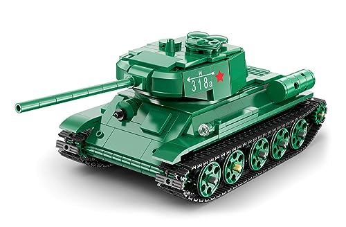 CaDA C61072W 2.4G Fernsteuerung T-34 Medium Tank Model Building Blocks War Series Military Tank Assembly Kit, Kompatibel mit Lego Technology 722/PCS von CaDA