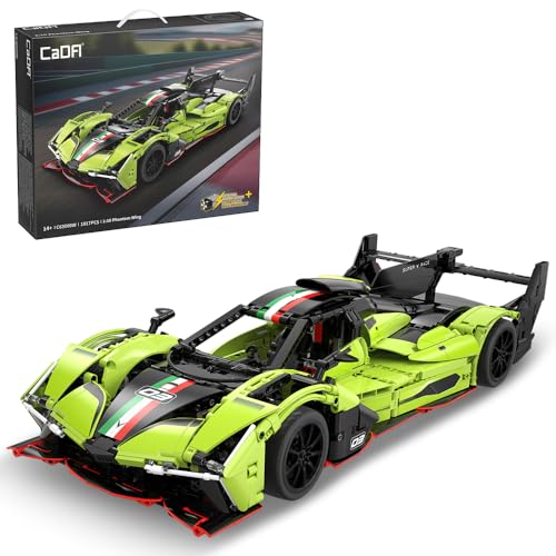 CaDA C63009W Sportwagen Baustein Set, 1817 Teile V8 Rennwagen für Erwachsene, 1:10 Supercar Klemmbausteine Bausteine ​​Modell Geschenk,Technik Auto für Erwachsene von CaDA
