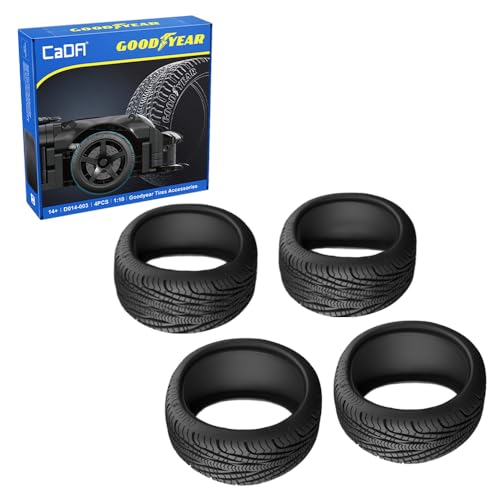 CaDA 4-teiliges Reifenteile-Set für Super-Sportwagen, Technische Sportwagen, F1-Formel-Rennwagen - Großes MOC 1:10 Baustein-Spielzeugauto-Reifen-Set von CaDA