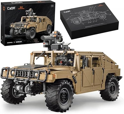 CaDA Master C61036W Humvee H1 1:8 Technik Off-Road Vehicle Klemmbausteine, 3935 Teile SUV, 4x4 Groß Armored Kampffahrzeug Modell, Autorisiert Automodell für Erwachsene von CaDA