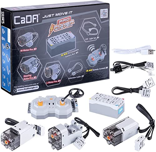 CaDA System PRO HighSpeed inkl. 3 Motoren, LED, Akku-Box & 2.4Ghz Fernsteuerung (kompatibel mit vielen Modellen & Lego Functions), S059-003, grau von CaDA