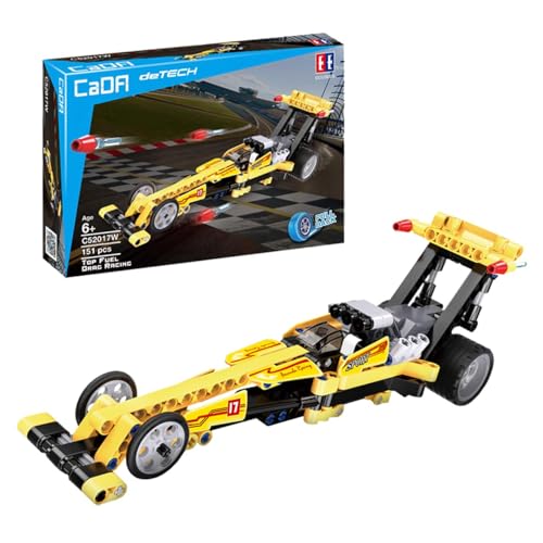 Top Fuel Dragster mit Rückziehmotor, 151 Teile (kompatibel mit Lego Technic z.B. 42033), C52017W von CaDA