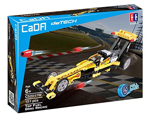 Top Fuel Dragster mit Rückziehmotor, 151 Teile (kompatibel mit Lego Technic z.B. 42033), C52017W von CaDA