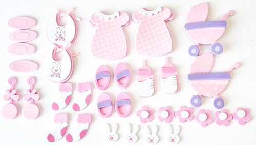 CaPiSo 32 Stück Baby Große Sticker Windeltorte Dekoration Stabiler Schaumstoff Babydekoration Babygeschenk Mädchen Rosa CaPiSo 32 Stück Baby Große Sticker Windeltorte Dekoration Stabiler Schaumstoff Babydekoration Babygeschenk Mädchen Rosa von CaPiSo