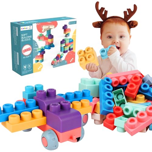 Cabeeskii großes Bausteinset, 80 Stück Bunte Bausteine geeignet für Kinder ab 2 Jahren, kreatives Lernspielzeug für Babys & Kinder von Cabeeskii