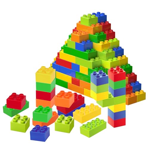 Cabeeskii Große Bausteine, 108 Teile Steine in 6 Farben und 2 Maße, kompatibel mit Duplo und Allen führenden Marke, ideales Spielzeug für Kinder ab 3 Jahre von Cabeeskii