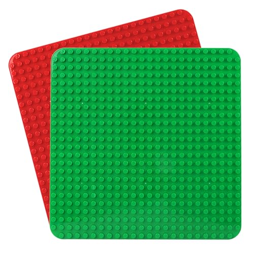 große Platte Kompatibel mit Lego Duplo, 38 x 38cm grundplatte, Konstruktionsspielzeug für Mädchen und Jungen(2PCS, Rot,Grün) von Cabeeskii