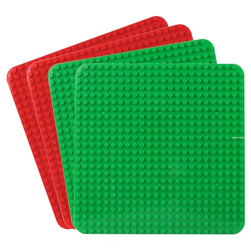 große Platte Kompatibel mit Lego Duplo, 38 x 38cm grundplatte, Konstruktionsspielzeug für Mädchen und Jungen(4PCS, 2Rot,2Grün) von Cabeeskii