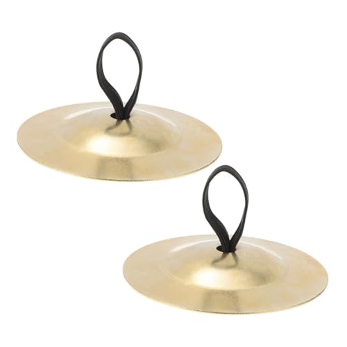 Cabilock 1 Paar Handrad Zubehör Für Klein Becken Schlaginstrumente Finger Kindermusikinstrument Tanzparty-Requisite Mini-schlaginstrument Kupfer Golden von Cabilock