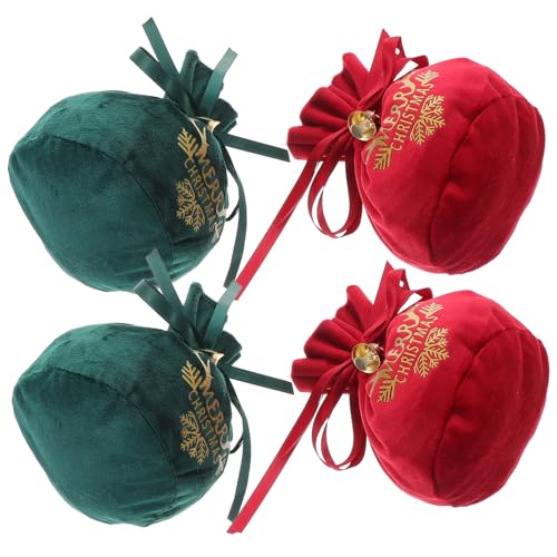 Cabilock 1 Satz Apfelbeutel Aus Samt Mini Weihnachtsglocken Bonbontüten Kleine Weihnachtsbeutel Mit Kordelzug Weihnachtsleckerlibeutel Feiertagsbonbonbeutel Glockenverpackungsbeutel von Cabilock