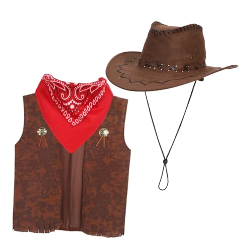 Cabilock 1 Satz Cowboy Kostüm für Teiliges Set für Karneval Cosplay Mottopartys Bequeme und Stilvolle Western Outfit für Körpergröße für Unvergessliche Cabilock 1 Satz Cowboy Kostüm für Teiliges Set für Karneval Cosplay Mottopartys Bequeme und Stilvolle Western Outfit für Körpergröße für Unvergessliche von Cabilock