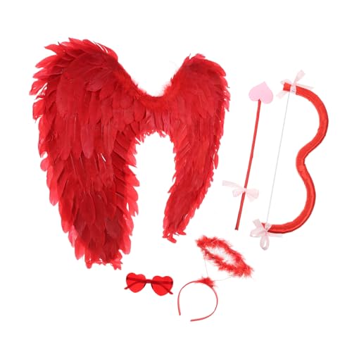 Cabilock 1 Satz Cupid Kostüm Set mit Herzform Bogen Sonnenbrille und Engelsflügeln Teiliges Set für Valentinstag Karneval Hochzeiten und Cosplay Events Cabilock 1 Satz Cupid Kostüm Set mit Herzform Bogen Sonnenbrille und Engelsflügeln Teiliges Set für Valentinstag Karneval Hochzeiten und Cosplay Events von Cabilock