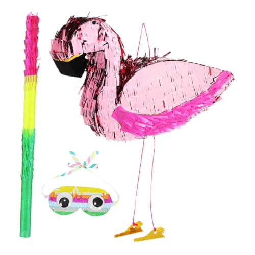 Cabilock 1 Satz Flamingo Pinata für Kindergeburtstag Rosa Partydekoration mit Augenmaske Kleinem Stock für Sommerfeiern Fördert Interaktive Spiele und Spaß von Cabilock
