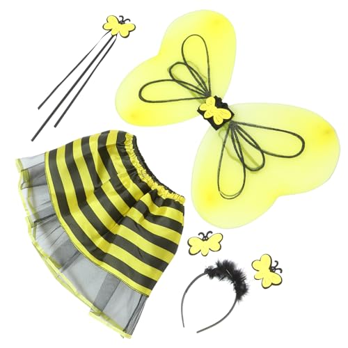 Cabilock 1 Satz Schmetterlingsflügel Eingestellt Mädchen Kostüm Haarzubehör Stirnband Mädchen Haarzubehör Mädchen Kleidung Schmetterlinge Flügelkinder Kostümrock Plastik Yellow von Cabilock