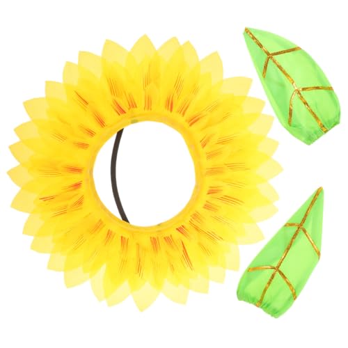 Cabilock 1 Satz Sonnenblumen Kopfschmuck Set mit Handschuhen Lustige Cosplay Kopfbedeckung für Partys und Auftritte Leicht und Bequem für Jugendliche für Festivals von Cabilock