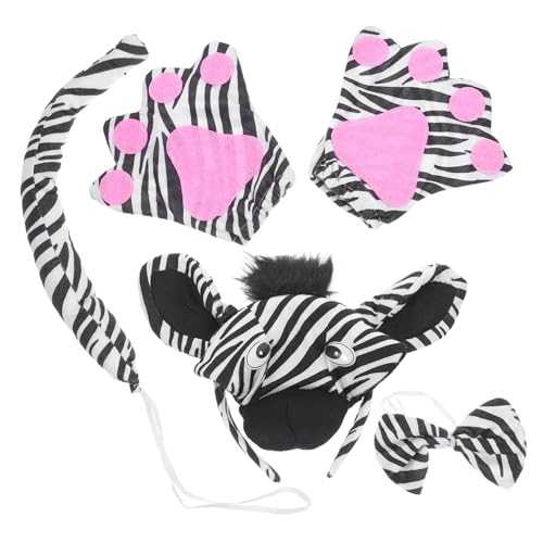 Cabilock 1 Satz Zebra Kostümset für Tierkostüm mit Haarreif Fliege Handschuhen und Halloween Partys und Bühnenaufführungen Unisex Tieraccessoires für Kleinkinder von Cabilock