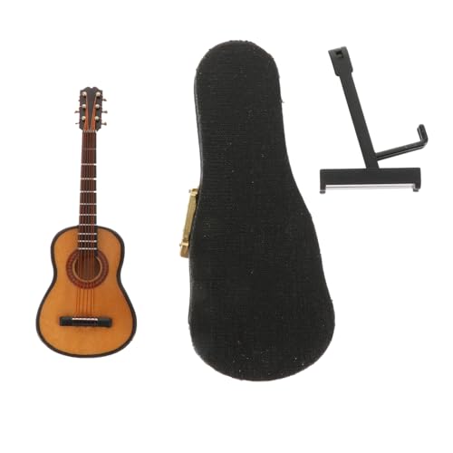 Cabilock 10 cm Miniatur-Gitarren-spielzeugornament Mit Halterung Aufbewahrungsbox Stormshoing Desktop Mini-konzertgitarren-Dekoration Miniatur-gitarrenmodell Für Puppenhäuser von Cabilock