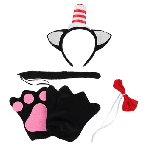 Cabilock 1 Set Katzenkostüm: Einzigartiges Katzenstirnband Für Halloween – Weiche Tierhandschuhe, Fliege, Für Themenpartys, Festivals Und Kreative Fotoshootings von Cabilock