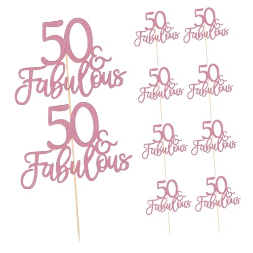 Cabilock 10 Stück 50 Tortenaufsätze: Glitzernde Tortendekorationen Für Geburtstage, Hochzeiten Und Jahrestage, Aus Papier Und Holz Für Partys Und Feiern von Cabilock