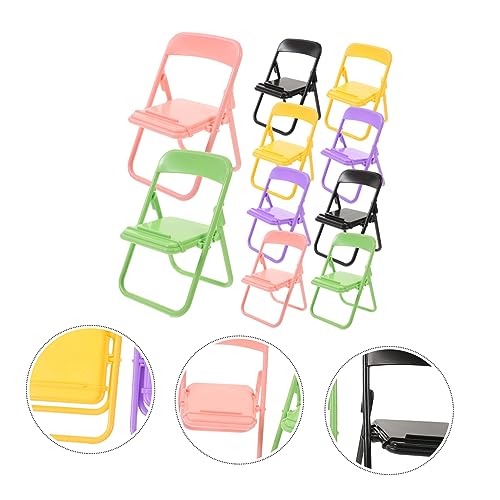 Cabilock 10 Stück Mini Klappstuhl Modell Bunte Puppenhaus Möbel Multifunktionaler Mobiler Handyhalter Dekoratives Miniatur für Schreibtisch und Puppenhaus von Cabilock