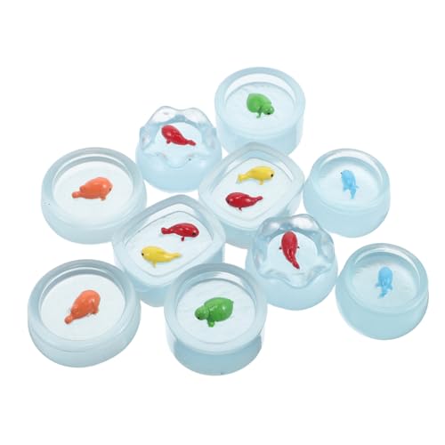 Cabilock 10 Stück Miniatur Fischglas Nachtleuchtend Miniatur Deko für Puppenhaus Langlebig und Farbbeständig Mystisches Leuchten für Garten Schreibtisch und Micro Landschaft von Cabilock