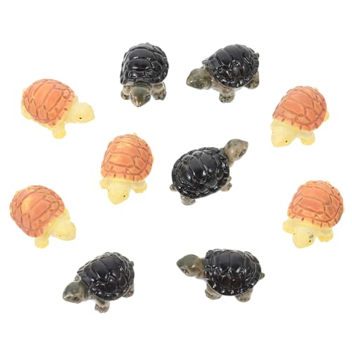 Cabilock 10 Stück Teiliges Miniatur Schildkröten Deko aus Resin Realistische Mikro Landschaft Ornamente in Schwarz und Gelb Detailreiche Gartendekoration für Innen Außenbereich für DIY von Cabilock