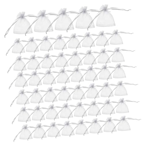 Cabilock 100st Taschen Würfel Beutel Mittelgroß Mit Griffen Kordelzüge Geschenktüten Klein Mini-geschenktüten Kleine Geschenktüten Mit Kordelzug Goodie-bag Light Grey Stoff von Cabilock