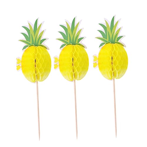 Cabilock 10st Topper Aus Ananaspapier Schmücken Tortendeko Einschulung Dekor Hawaii-ananas-topper Requisiten 3d Bambus Dreidimensional von Cabilock