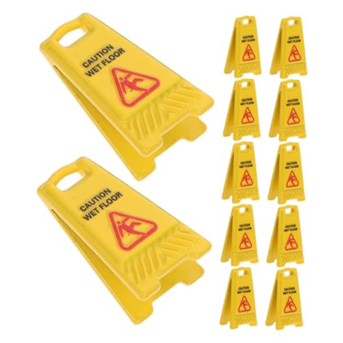 Cabilock 12 Stück Schieben Sie Warnschild Vorsichtig Realistisches Nassbodenschild Achtung Zeichen Nassbodenschild Puppenhaus Dollhouse Warning Vorsichtszeichen Nasses Zeichen Plastik von Cabilock