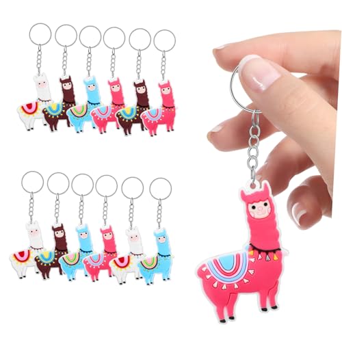 Cabilock 12 Stück Teiliges Alpaka Schlüsselanhänger aus Stabilem PVC Niedliche Cartoon Tieranhänger in und Braun Dekoratives Backpack Pendant als Geburtstagsdeko und Mitgebsel von Cabilock