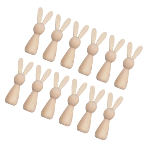 Cabilock 12 Stück Teiliges Holz Hasen Bastelset Osterdekoration DIY Bemalbare Kaninchenfiguren mit Glatter Oberfläche Kinderfreundlich Österliche Holzfiguren zum Dekorieren und Basteln von Cabilock