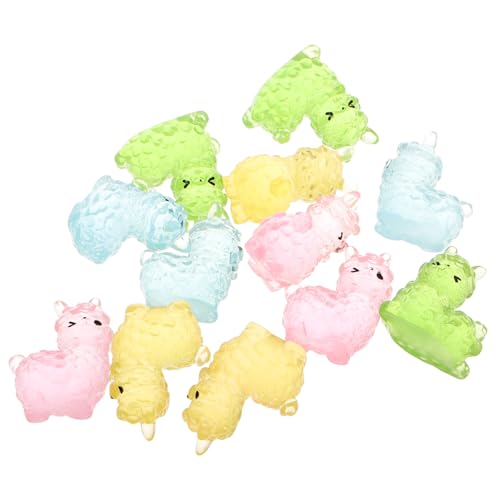 Cabilock 12 Stück Teiliges Mini Harz Alpaka Figuren Leuchten im Dunkeln Niedliche Miniatur Tierornamente für Puppenhaus Aquarium Garten Sanfte Nachtbeleuchtung Vielseitige Dekoration von Cabilock