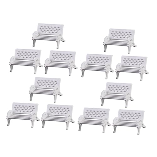 Cabilock 12 Stück Teiliges Miniatur Gartenbank Set aus Mittelgroßes Puppenhaus Möbelmodell Detailgetreue Miniatur Bank für Schlafzimmer und Mikrolandschaft Langlebig Vielseitig als von Cabilock